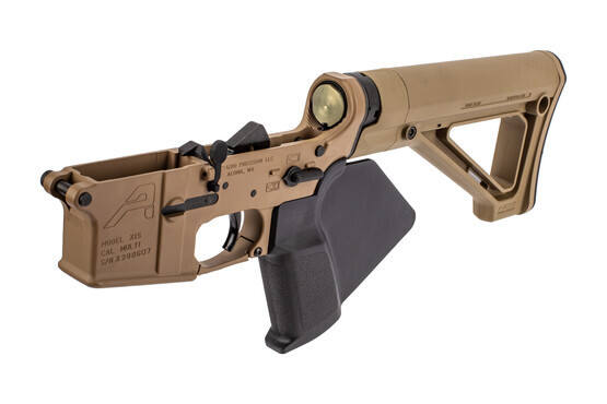 Aero Precision complete AR15 featuresless lower receiver in FDE with standard carbine buffer